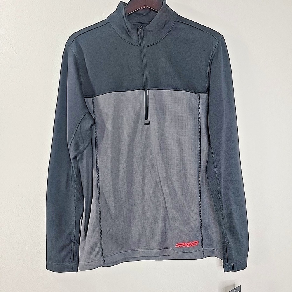 Spyder Men's Medium 1/4 Zip Pullover Gray Soft Fleece Lined‎ Top NWT MSRP $49